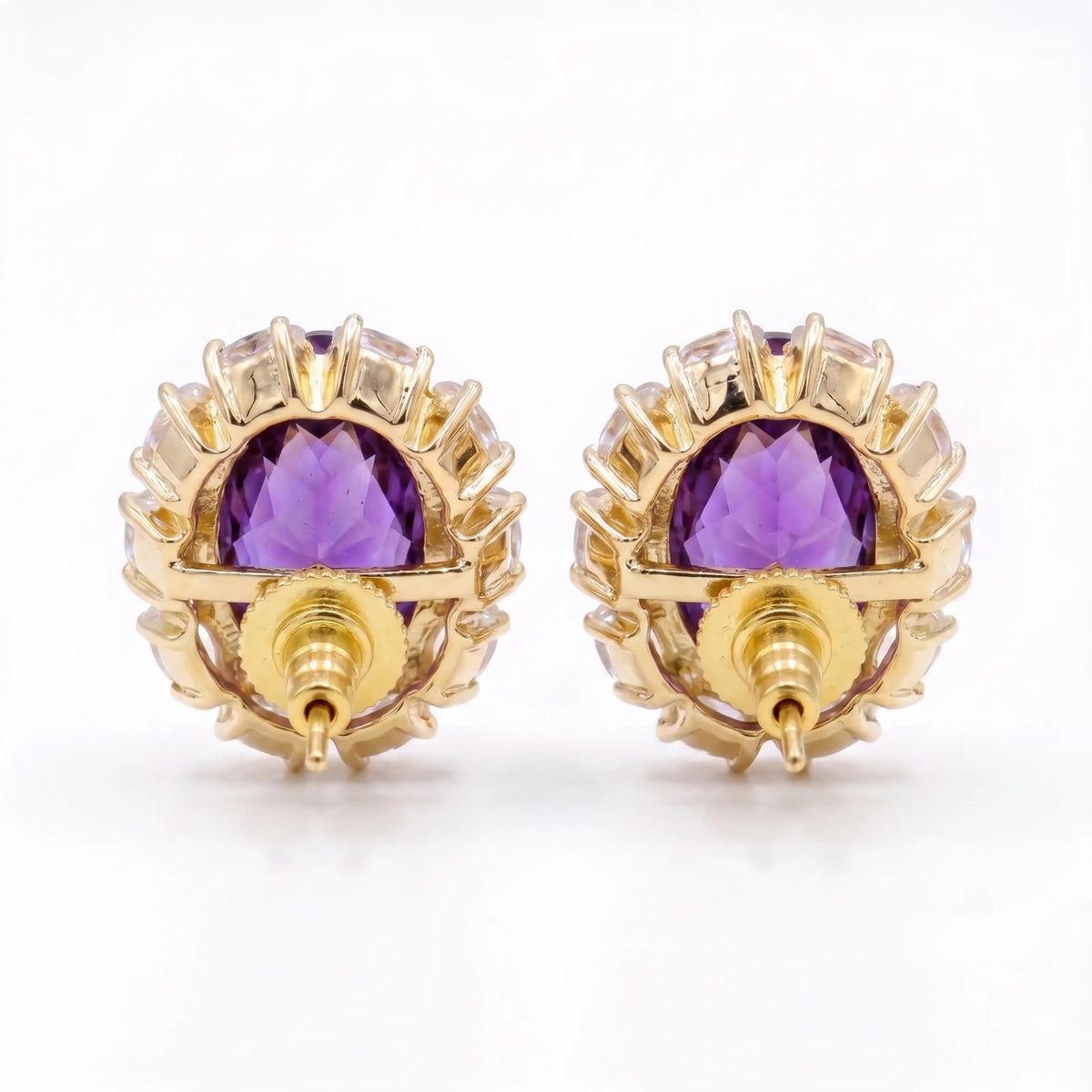 Rouge Oval Crystal Halo Stud Earrings, Gold finish