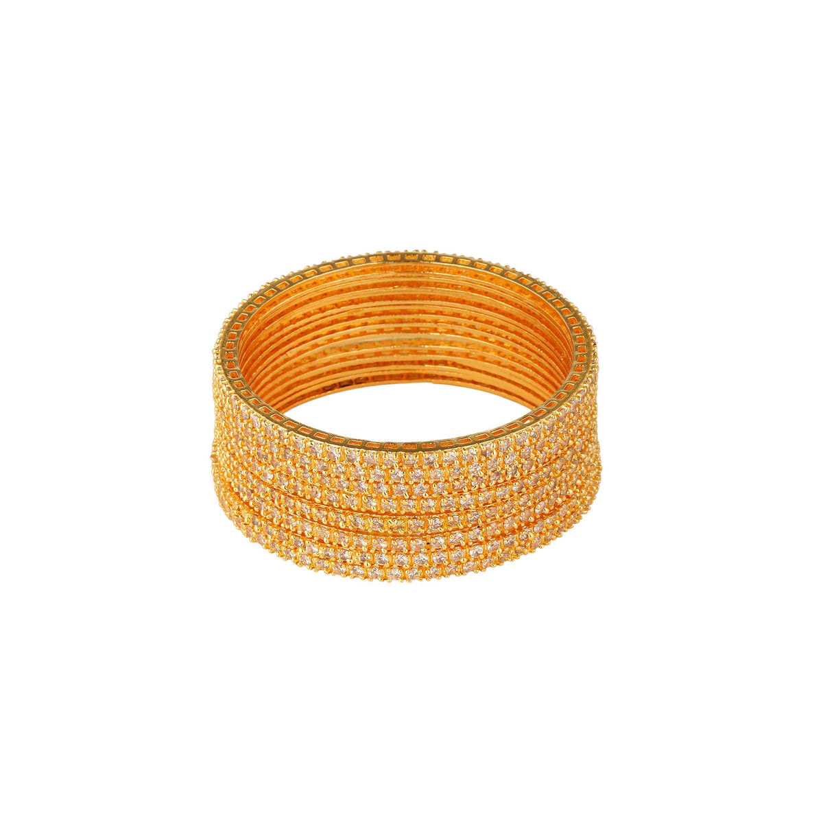 Solitaire 8 Bangles – 22k Gold Plated Grace