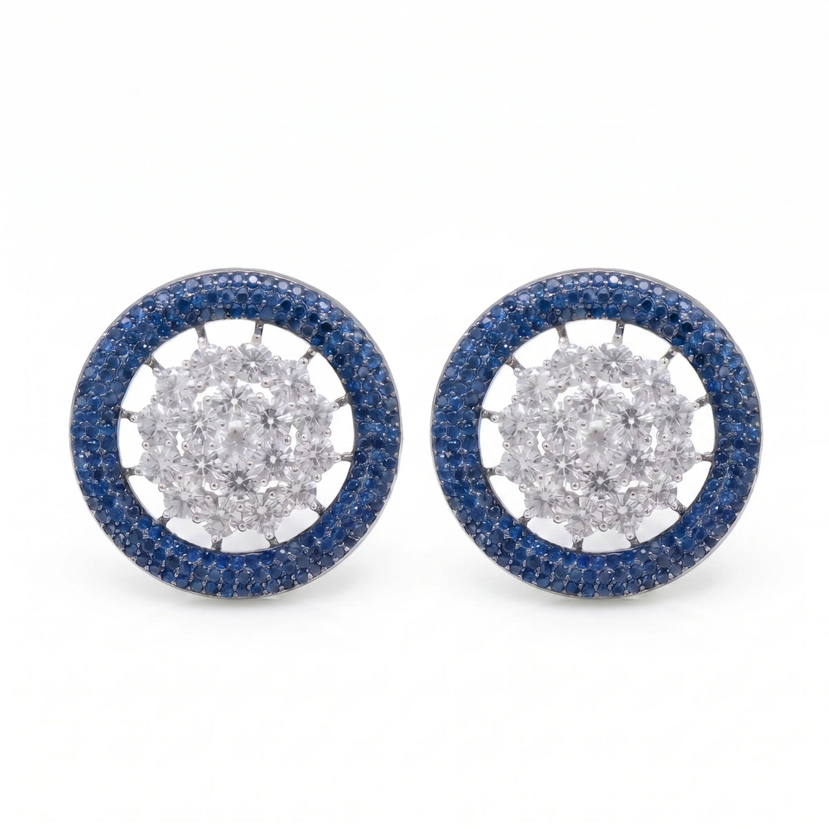Nano Openwork Wheel Stud Earrings, Black Rhodium finish