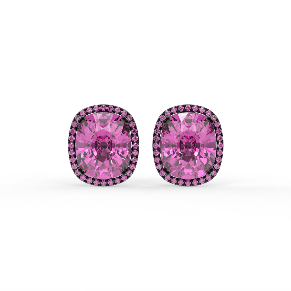Rebecca Pink Cushion Halo Stud Earrings