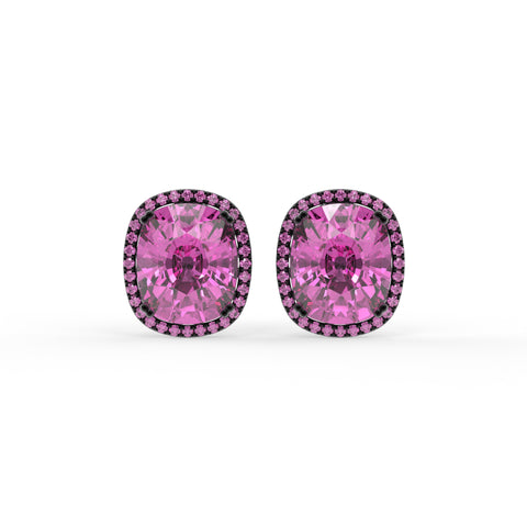 Rebecca Pink Cushion Halo Stud Earrings