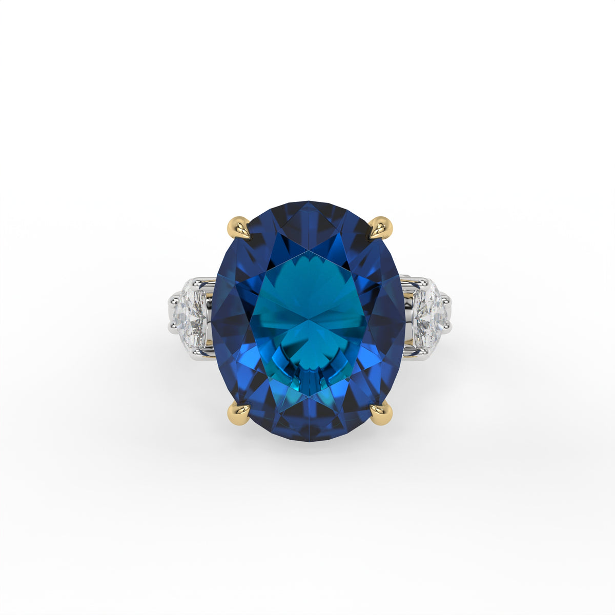 Trinity Crystal Oval Three-Stone Cocktail Ring, Gold & Rhodium finish