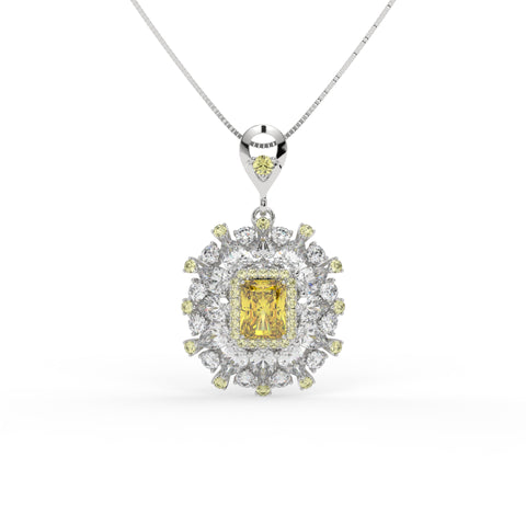 Starburst Helia Crystal Floral Burst Pendant Necklace, Rhodium finish