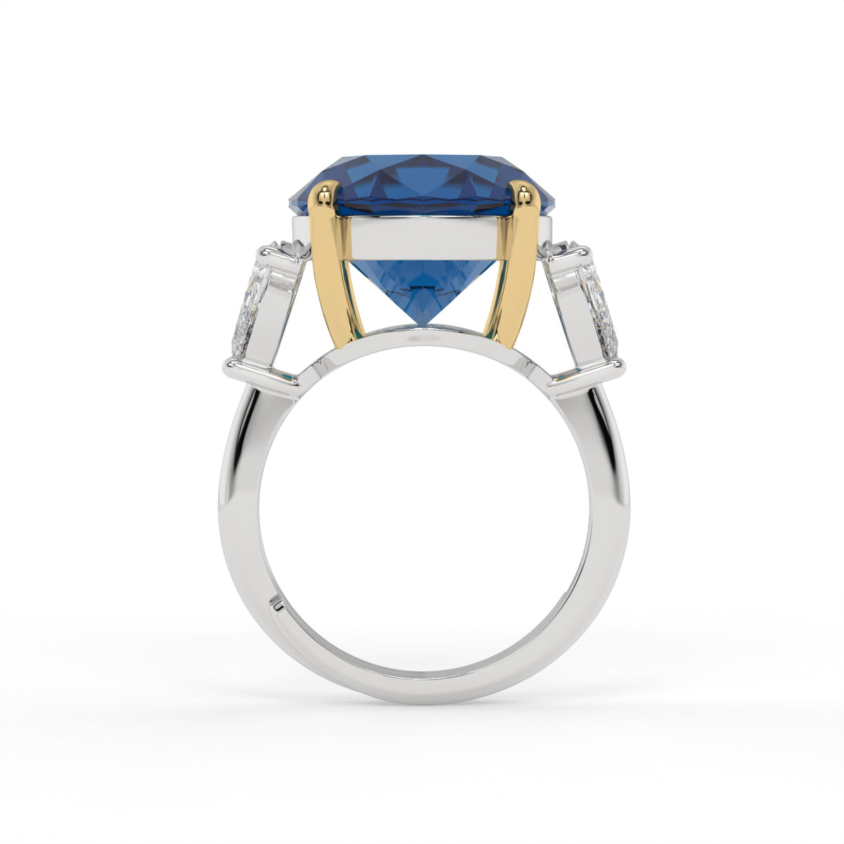 Trinity Crystal Oval Three-Stone Cocktail Ring, Gold & Rhodium finish