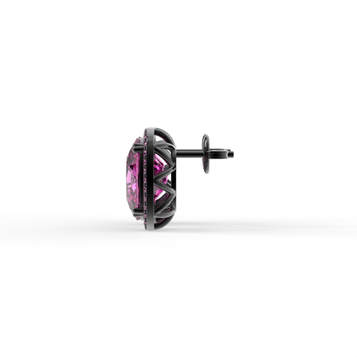 Rebecca Pink Cushion Halo Stud Earrings