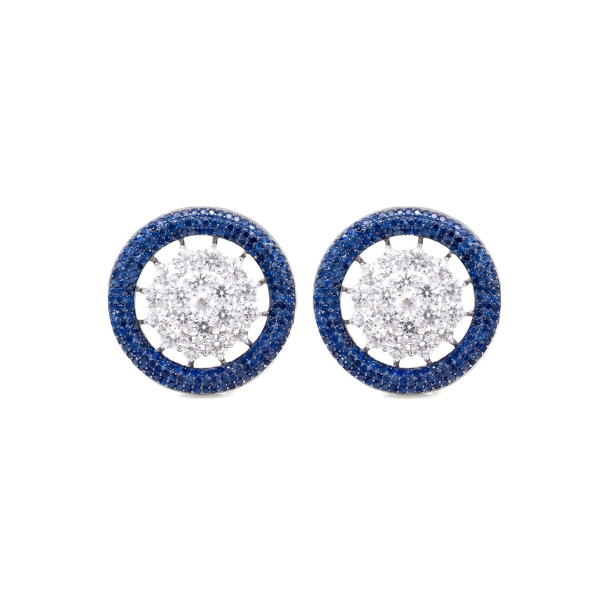Blue and white openwork stud earrings for women - RANGREZ (view 2)