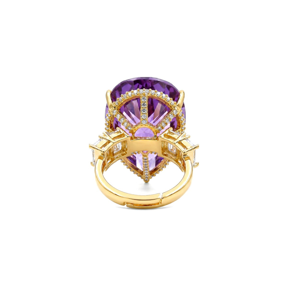 Pear solitaire cocktail ring for women, adjustable - RANGREZ (view 3)