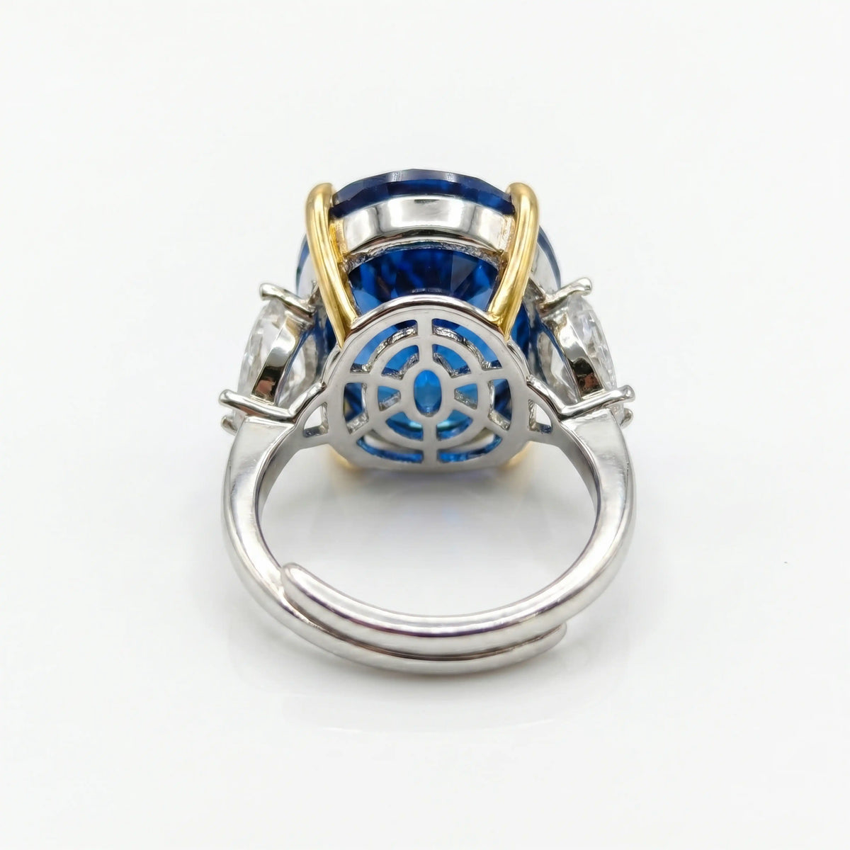 Trinity Crystal Oval Three-Stone Cocktail Ring, Gold & Rhodium finish