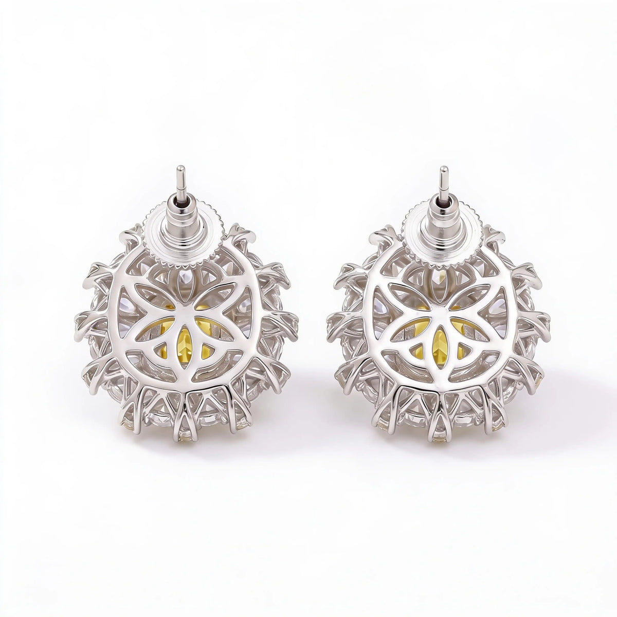 Starburst Emerald-Cut Halo Stud Earrings