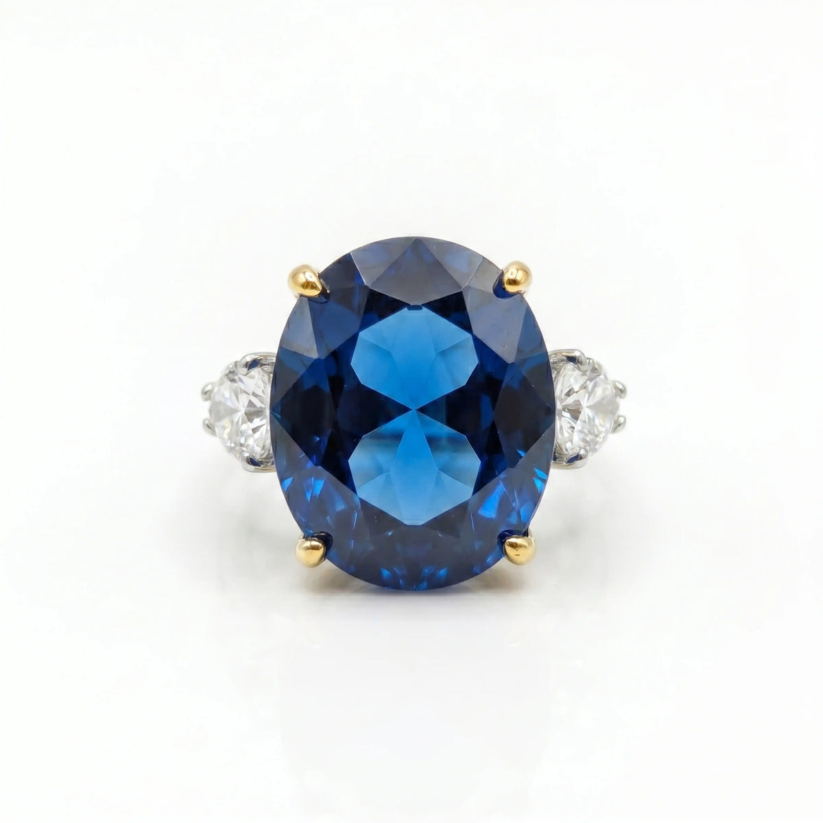 Trinity Crystal Oval Three-Stone Cocktail Ring, Gold & Rhodium finish