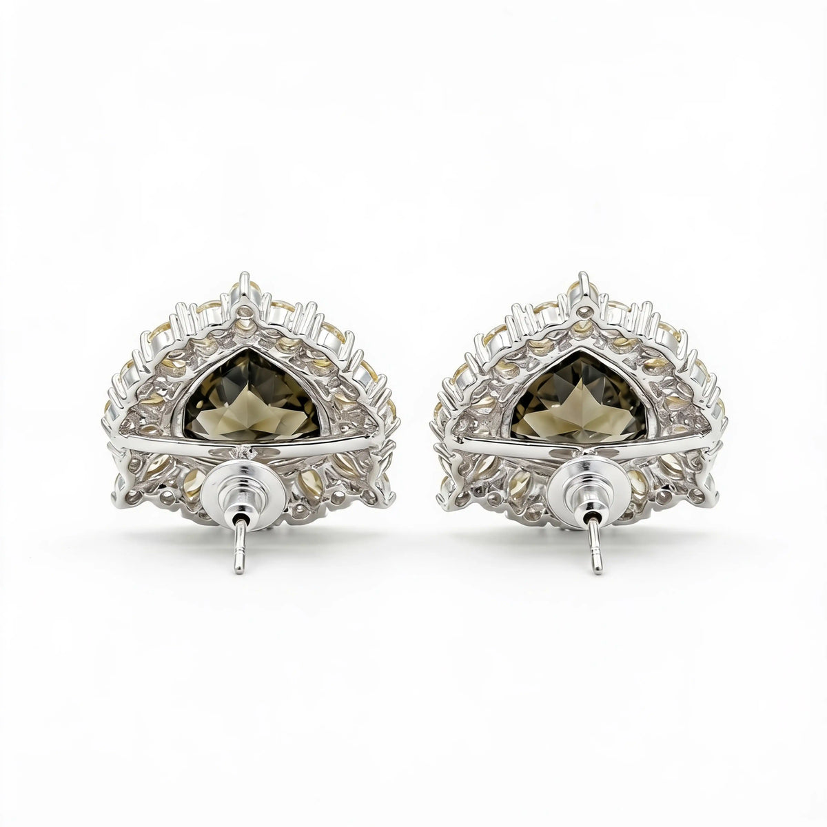 Iridescent Trillion Halo Stud Earrings