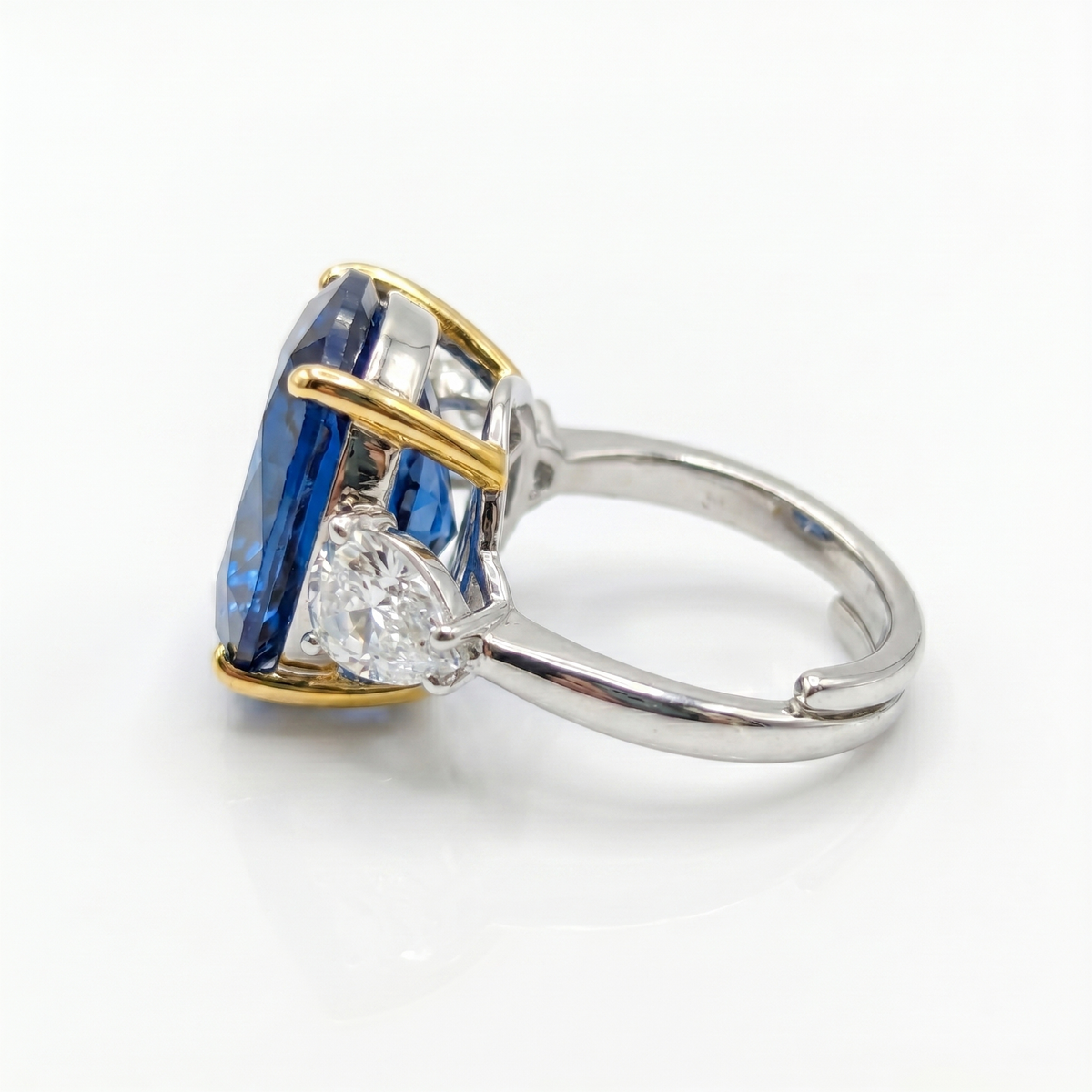 Trinity Crystal Oval Three-Stone Cocktail Ring, Gold & Rhodium finish