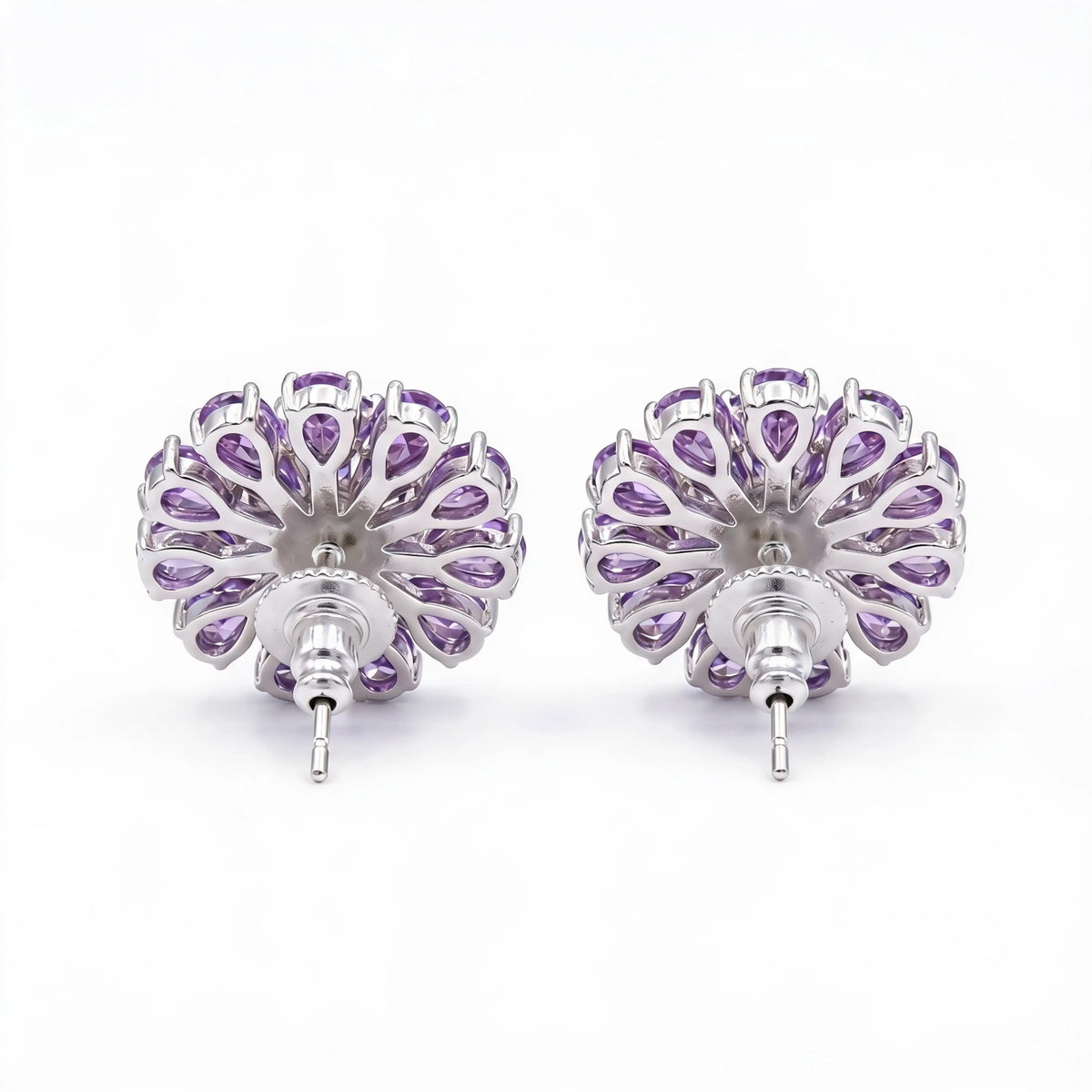 Purple Daisy Bloom Crystal Stud Earrings