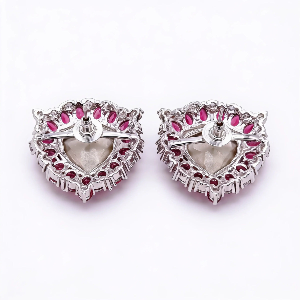 Iridescent Trillion Halo Stud Earrings
