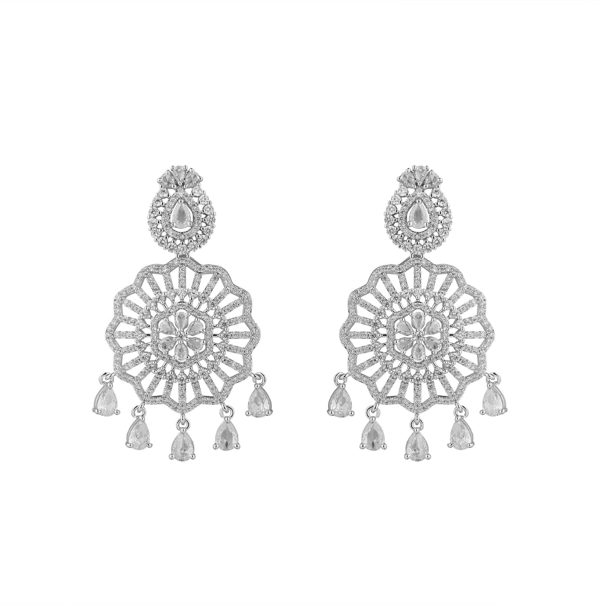 Sita Raani Haar Silver Statement Necklace Set With Earrings