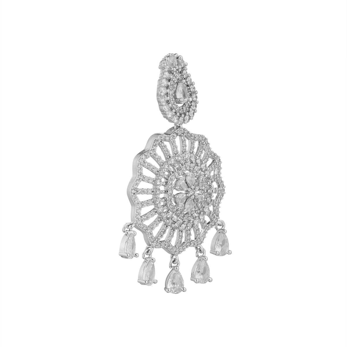 Sita Raani Haar Silver Statement Necklace Set With Earrings