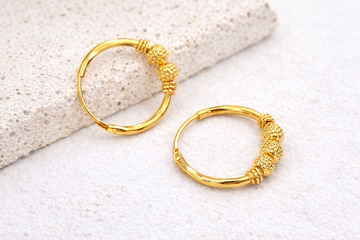 D No-17 Buy 1 Get 1 Free Gold Plated Baali Hoops