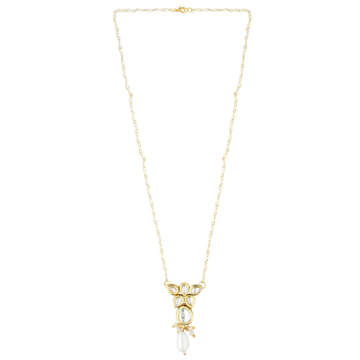 Aaliyah kundan pearl pendant necklace set with earrings