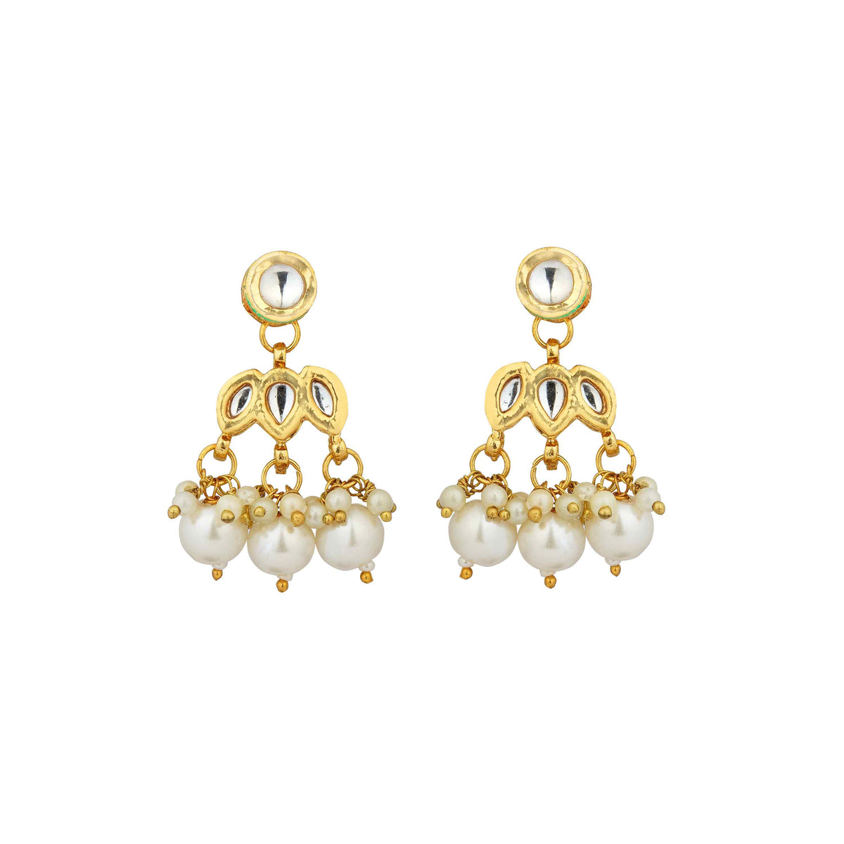 Ayla gold plated kundan pearl with earrings Close-Up Product Image