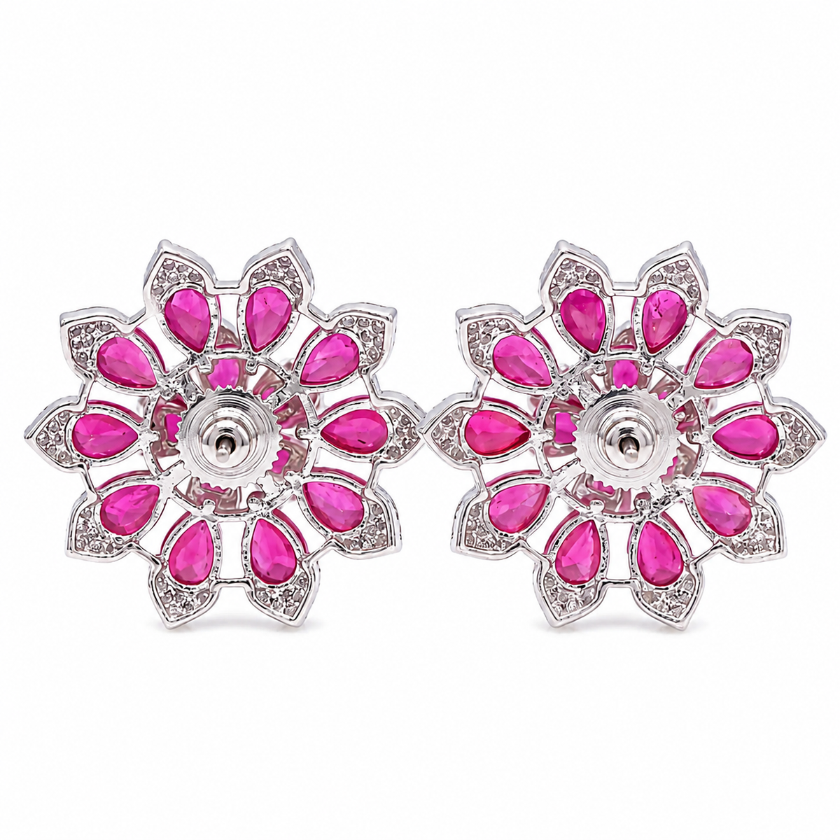 Camellia crystal pear cluster bloom stud earrings for women - RANGREZ (view 4)