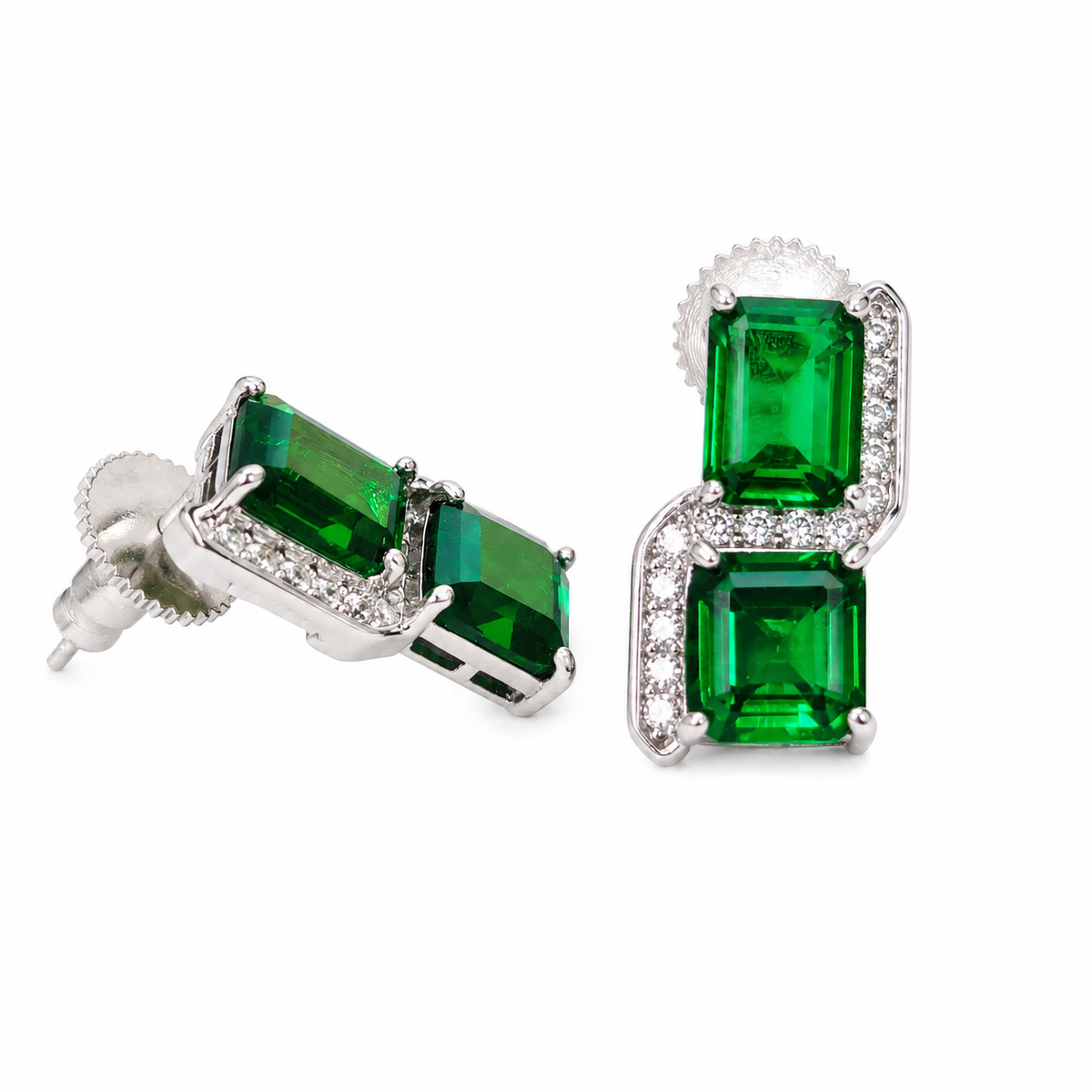 Square Cut Crystal Stud Earrings