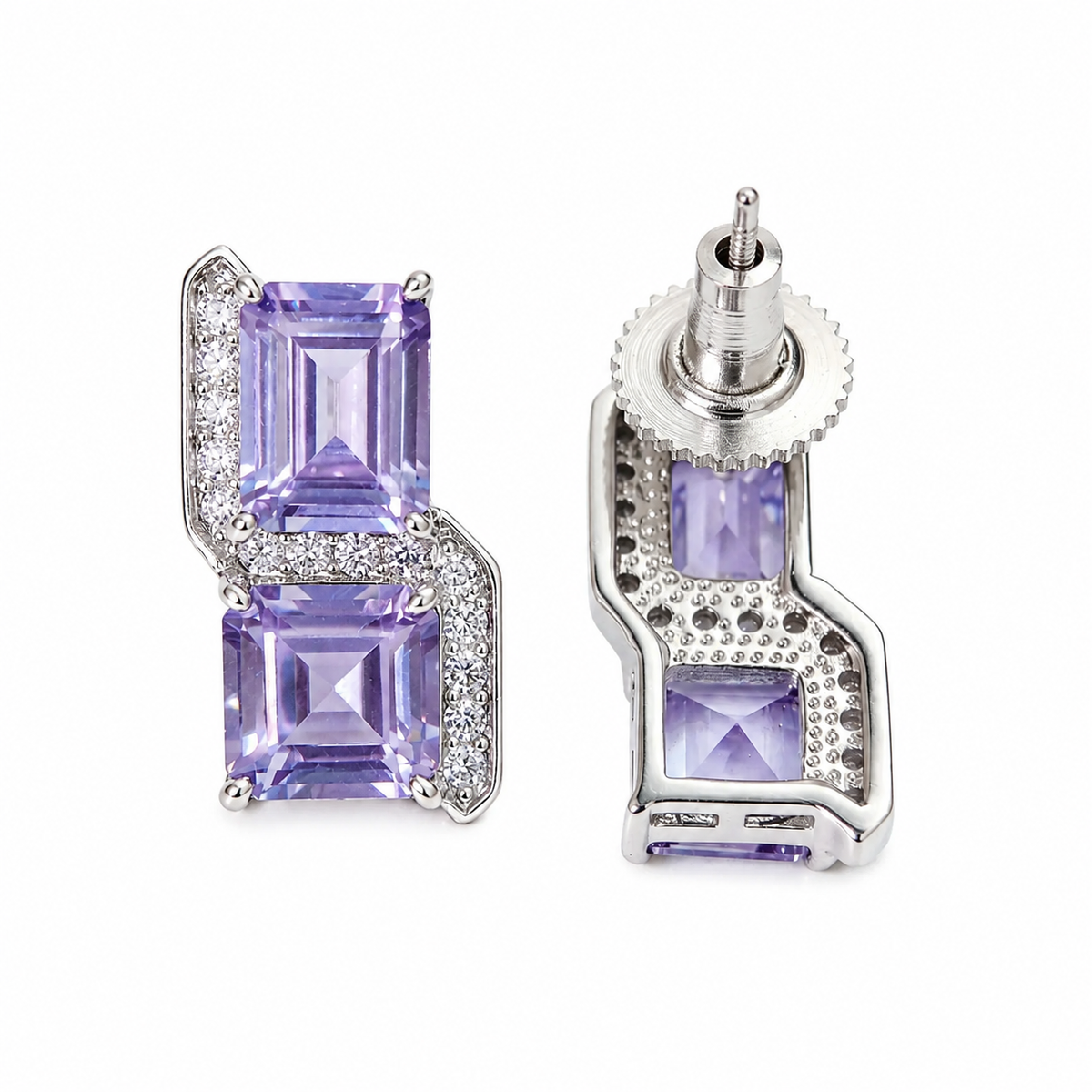 Square Cut Crystal Stud Earrings