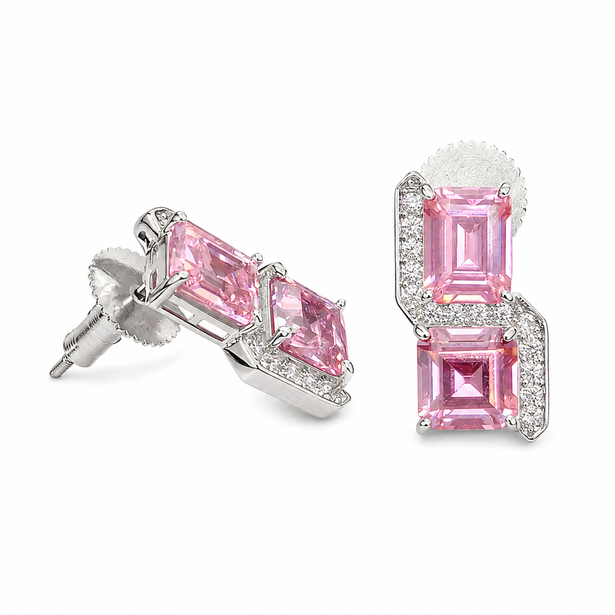 Square Cut Crystal Stud Earrings