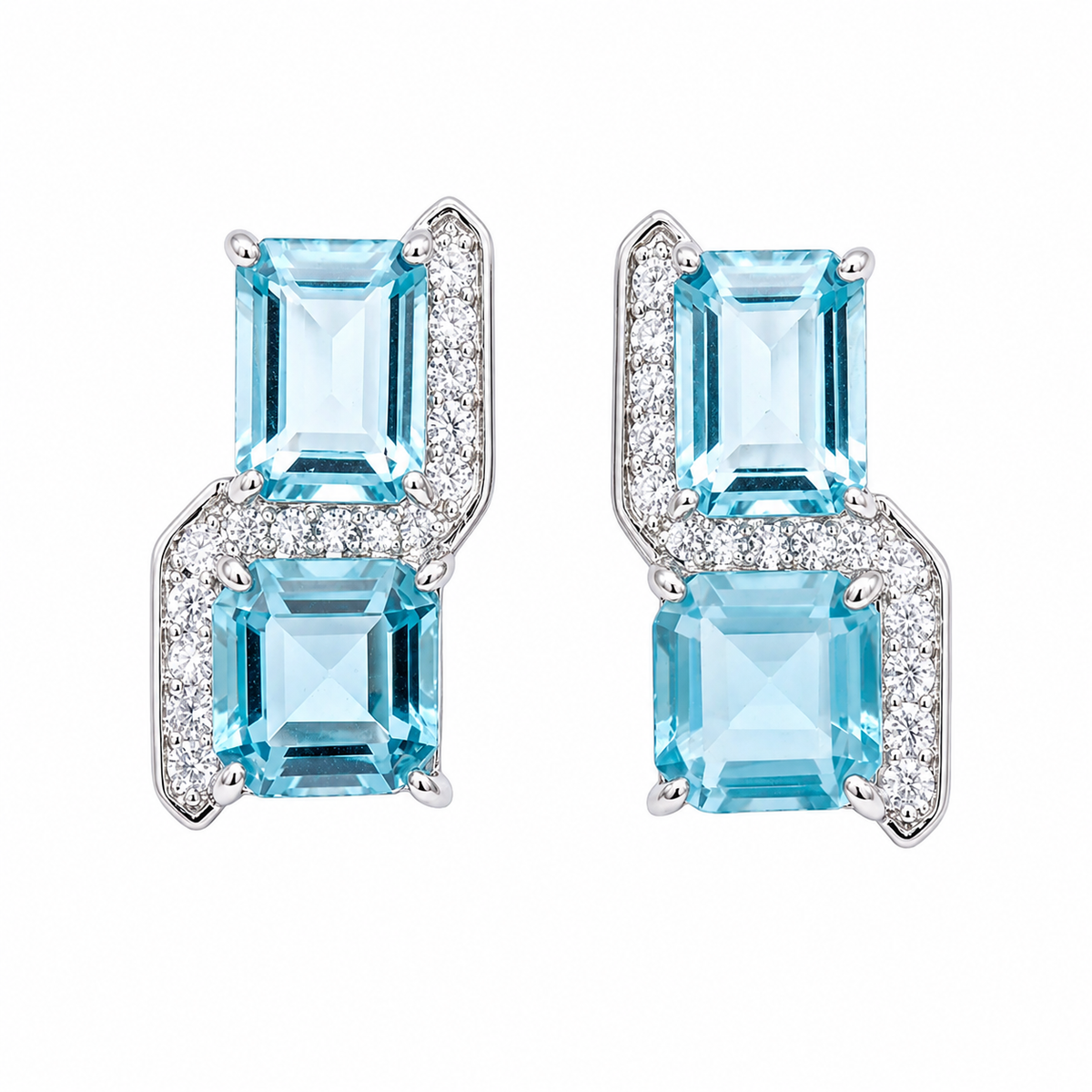 Square Cut Crystal Stud Earrings