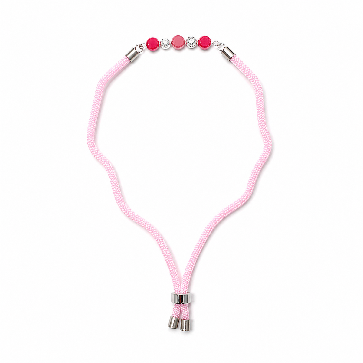 Pink Crystal & Filigree 92.5 Silver Rakhi on Pink Cord