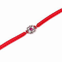 Antique Floral Stone 92.5 Silver Rakhi on Red Knotted Band