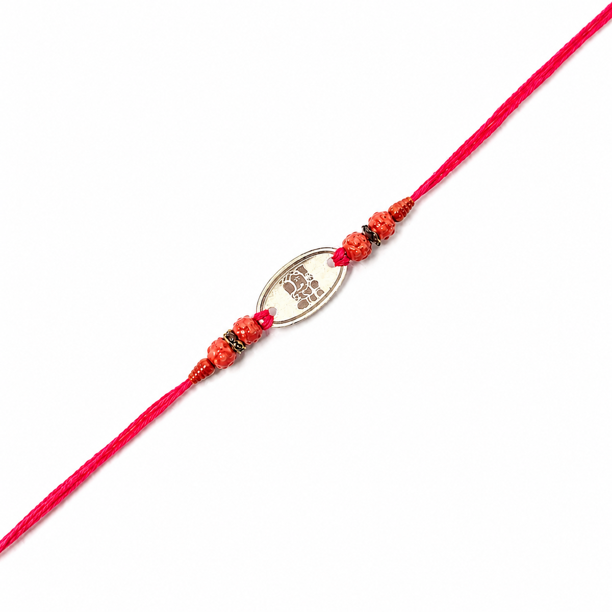 Rudraksha 92.5 Silver Rakhi with Oval Plate