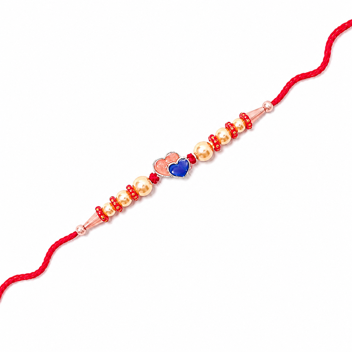 Twin Hearts Kids 92.5 Silver Rakhi with Golden Pearls