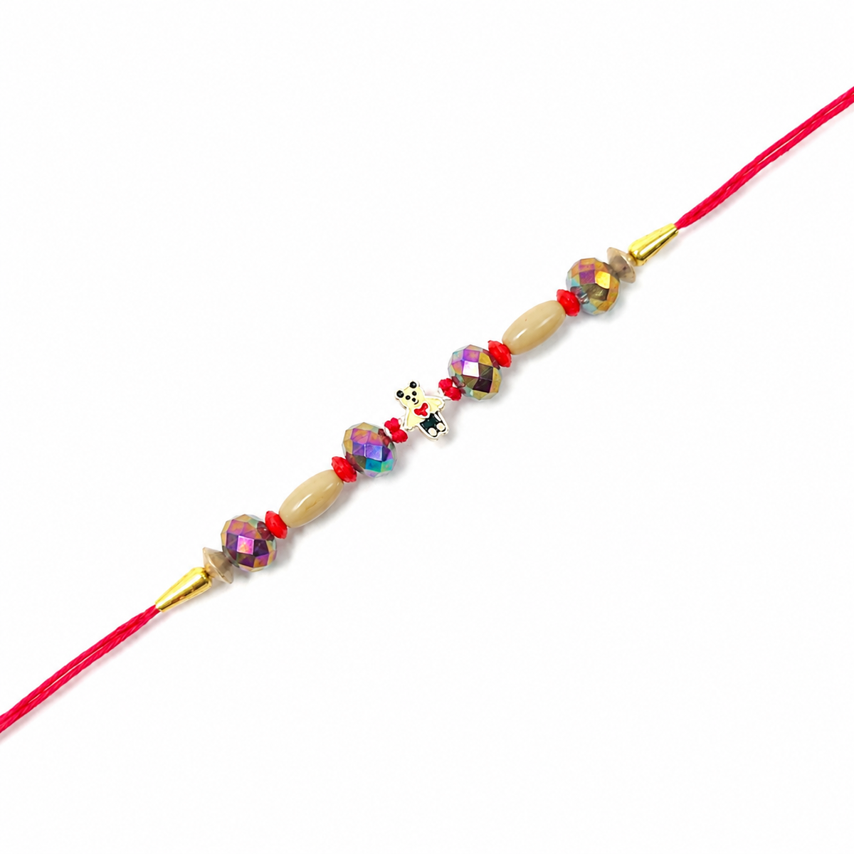 Amber Crystal Bead 92.5 Silver Rakhi on Red Thread