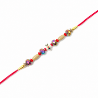 Amber Crystal Bead 92.5 Silver Rakhi on Red Thread