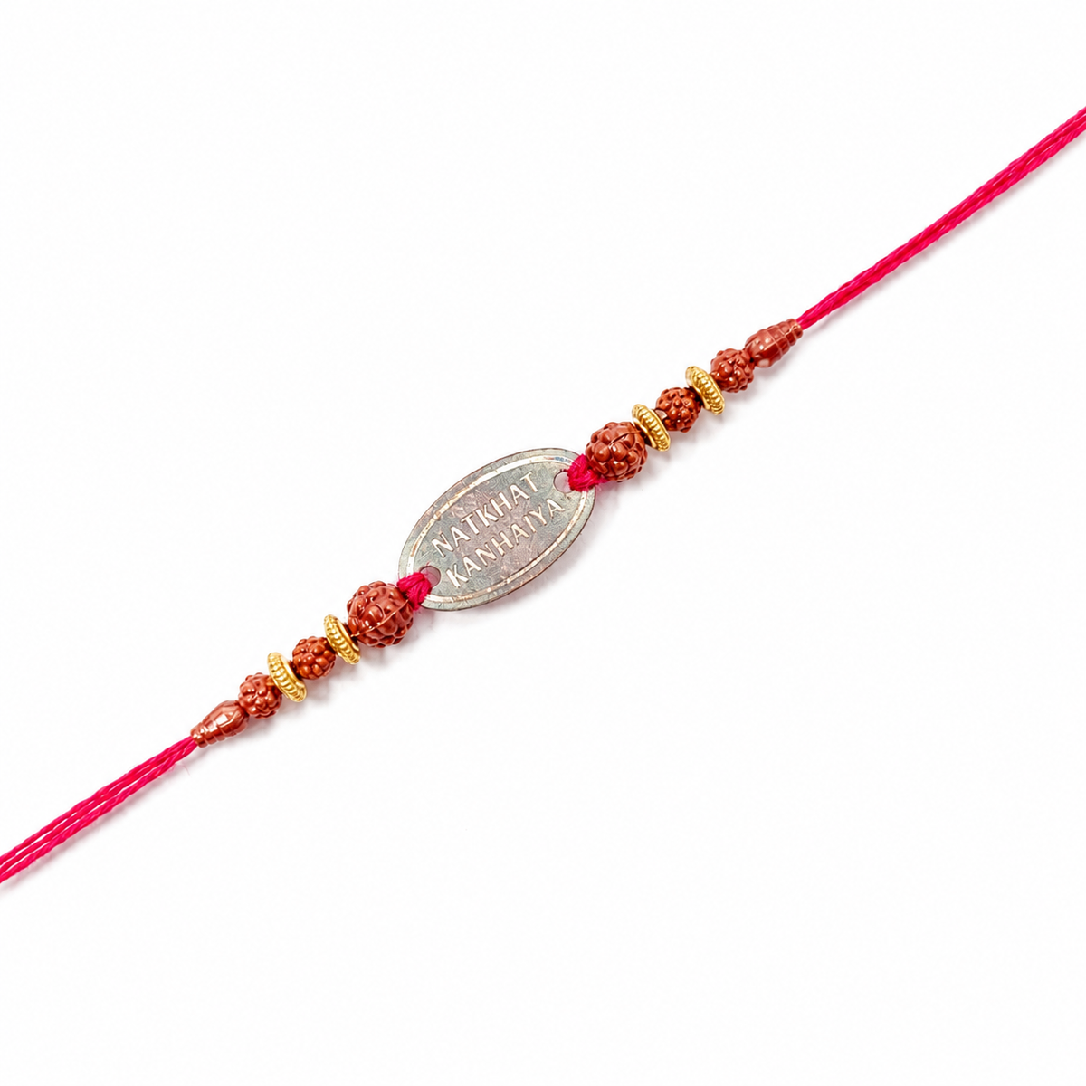 Rudraksha 92.5 Silver Rakhi with Engraved Oval
