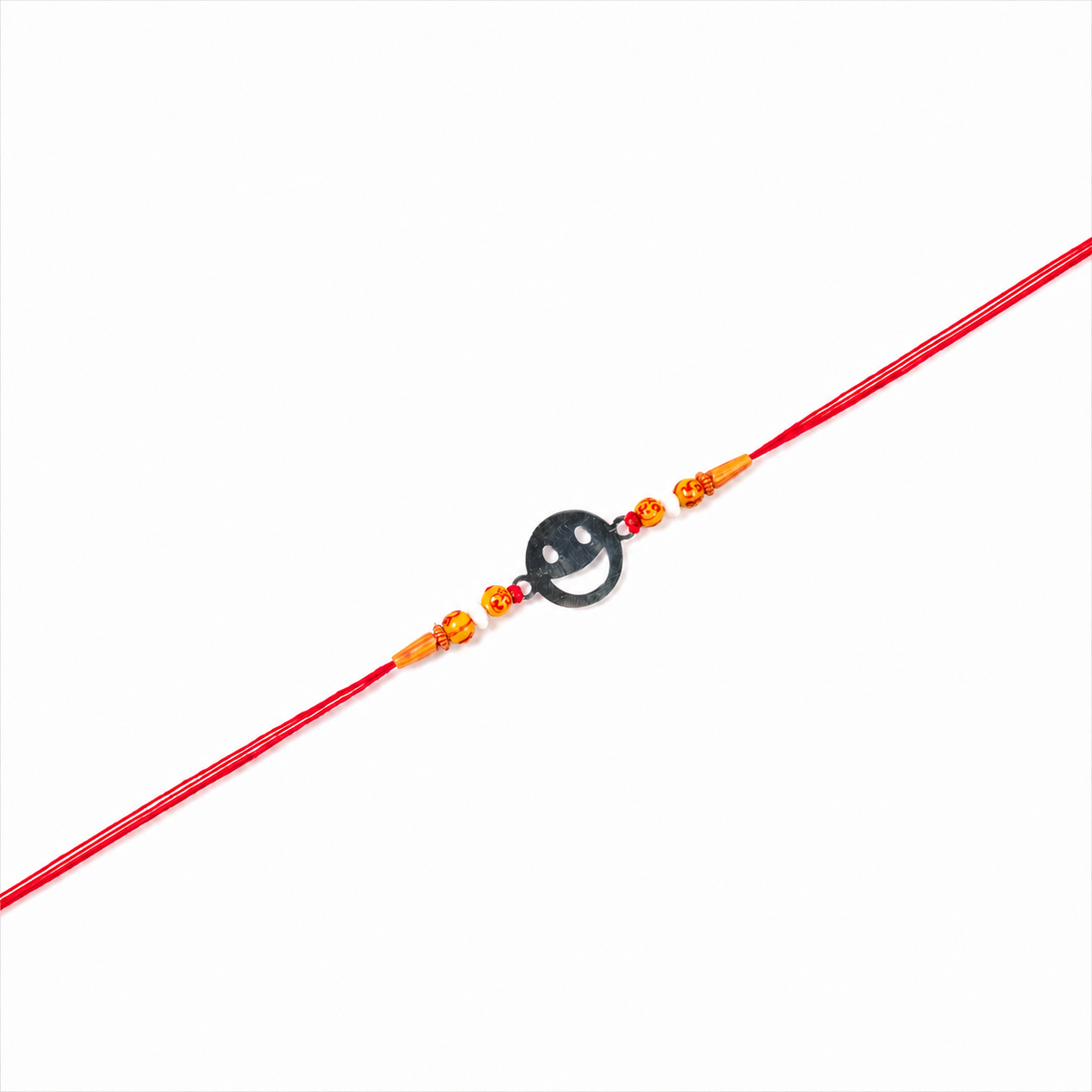 Smiley 92.5 Silver Rakhi with Amber Beads