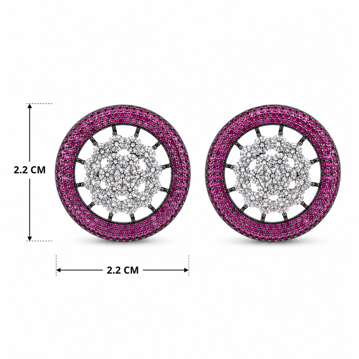 Nano Openwork Wheel Stud Earrings, Black Rhodium finish