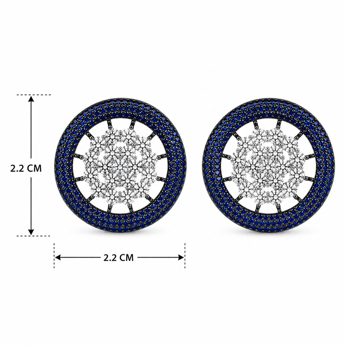 Nano Openwork Wheel Stud Earrings, Black Rhodium finish