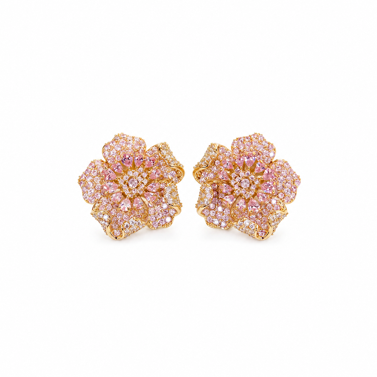 Crystal Micro-Pavé Bloom Flower Stud Earrings