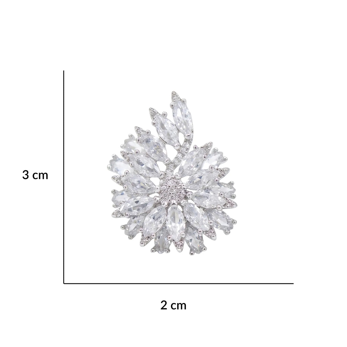 White Crystal Marquise Cluster Stud Earrings, Rhodium finish