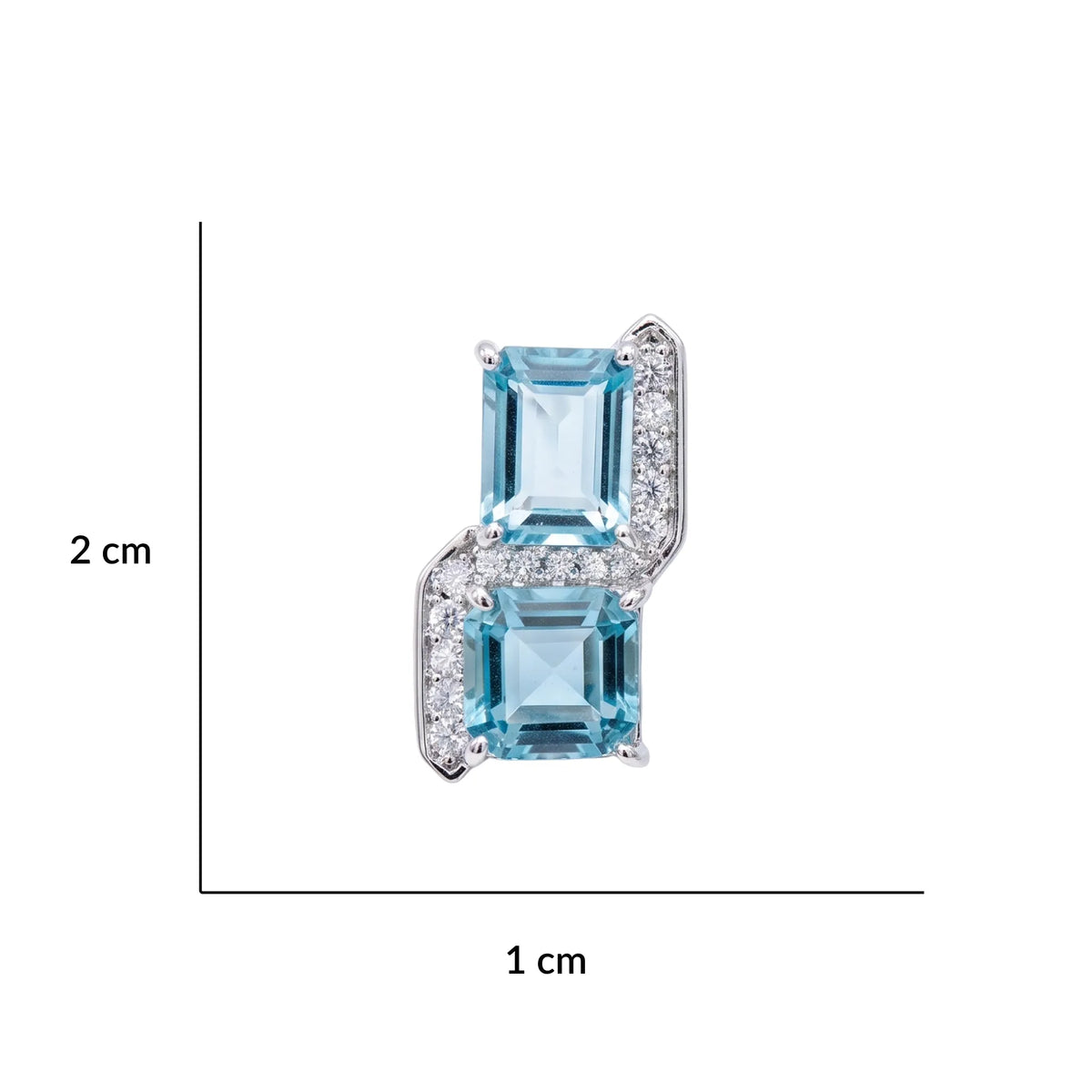 Square cut crystal stud earrings for women, CZ halo - RANGREZ (view 14)