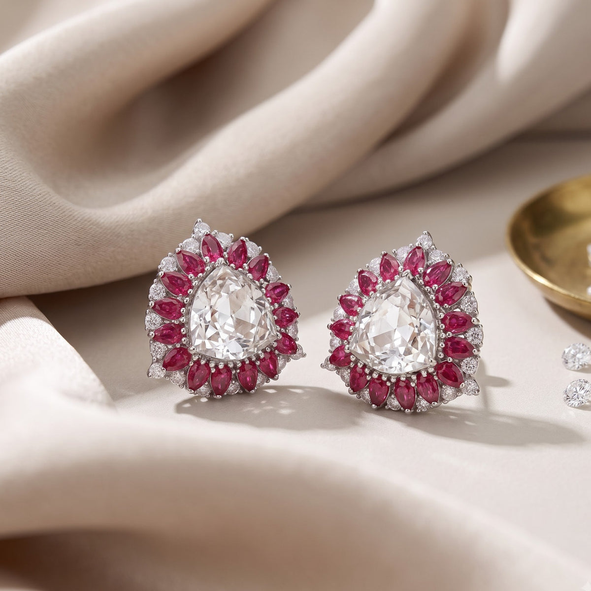 Iridescent Trillion Stud Earrings