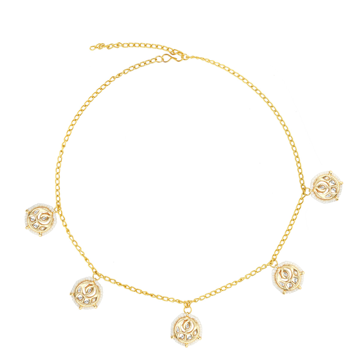 Maheen kundan pearl ethnic charm necklace set for women Close-Up Product Image
