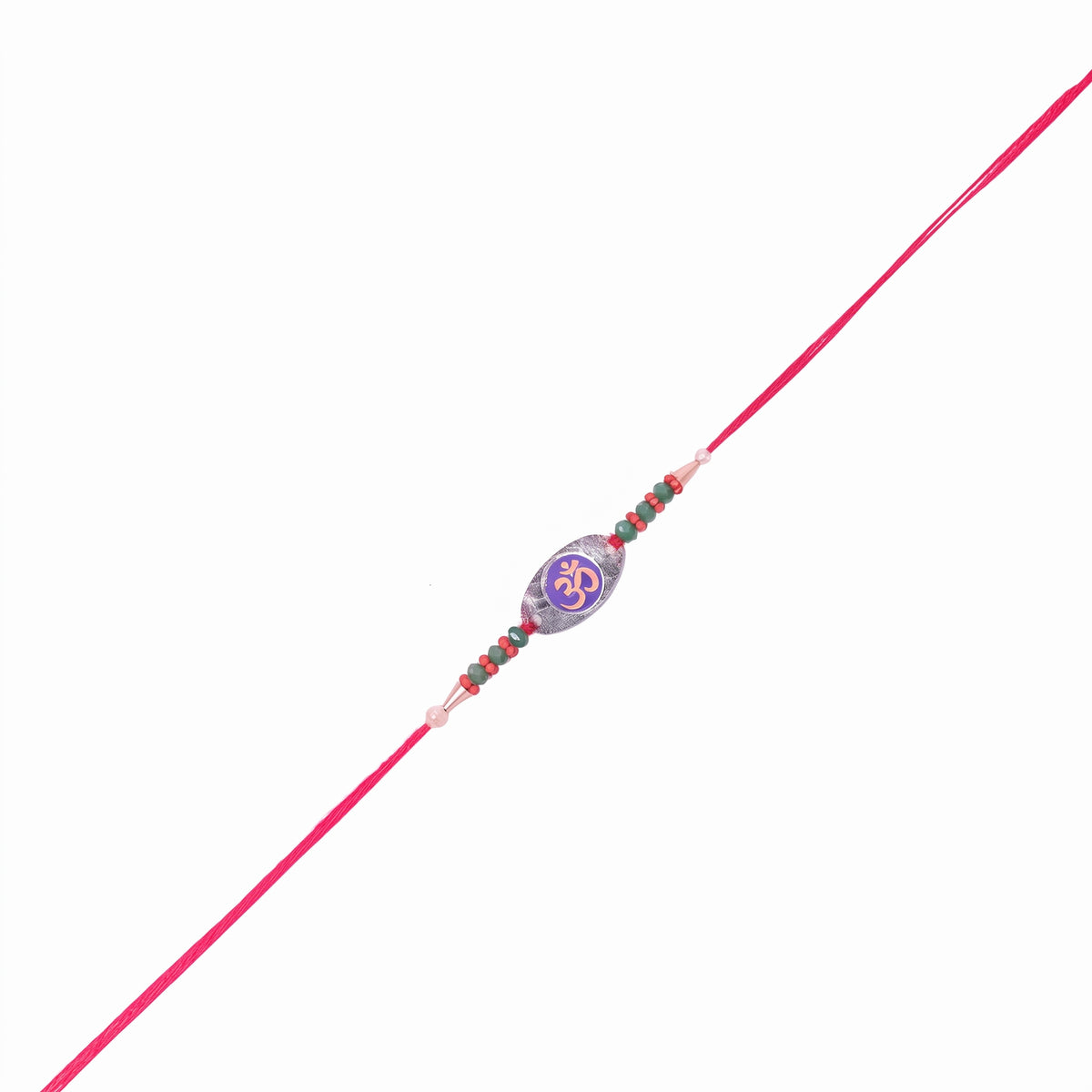 Om Purple Disc 92.5 Silver Rakhi with Crystal Beads