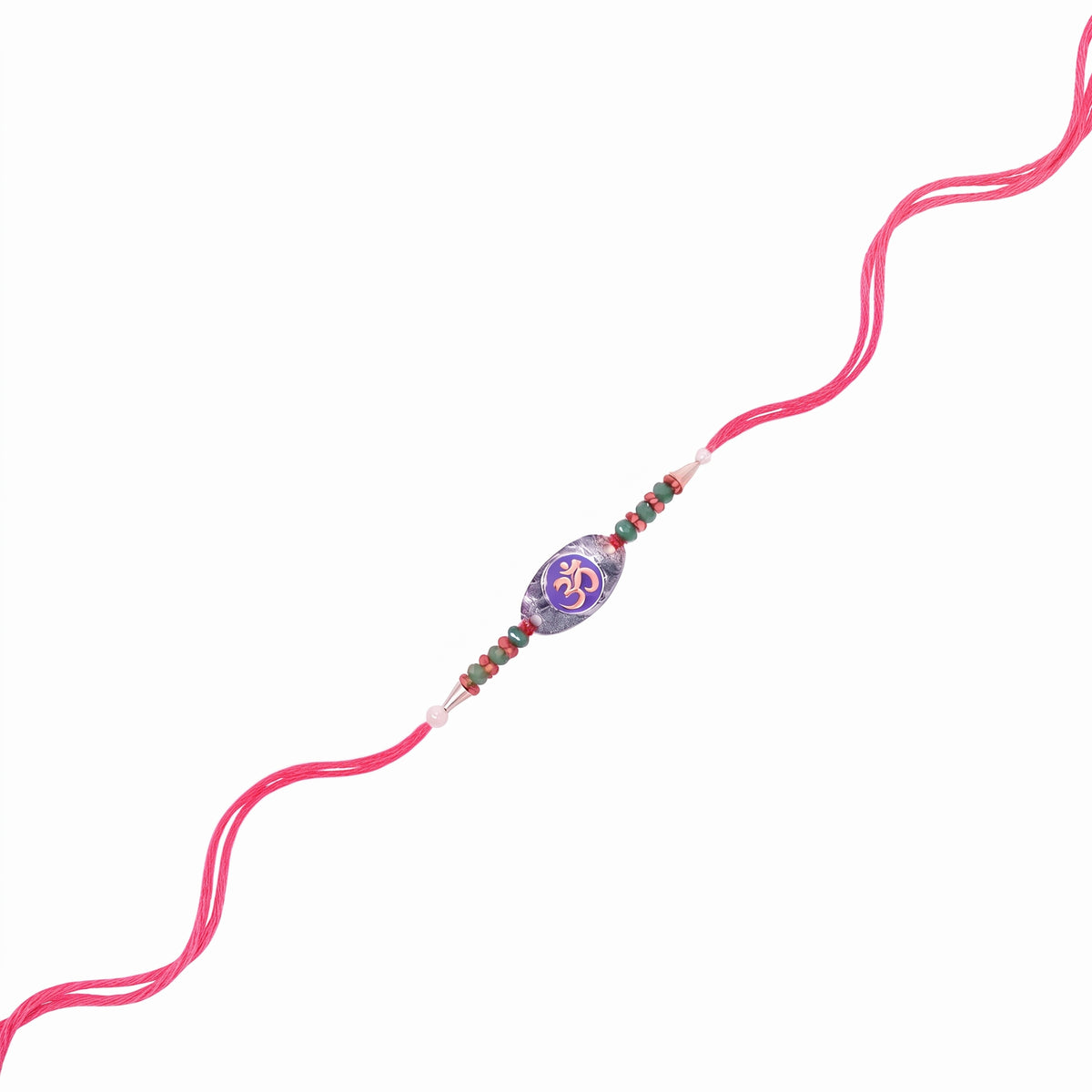 Om Purple Disc 92.5 Silver Rakhi with Crystal Beads