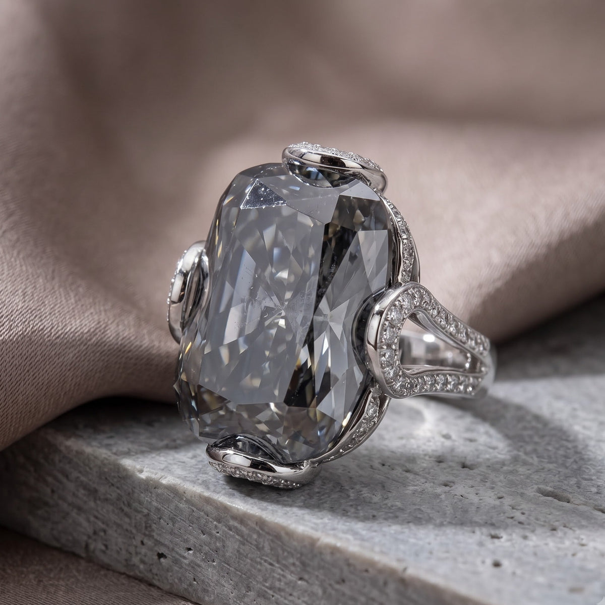 Cushion-Cut Statement Crystal Cocktail Ring