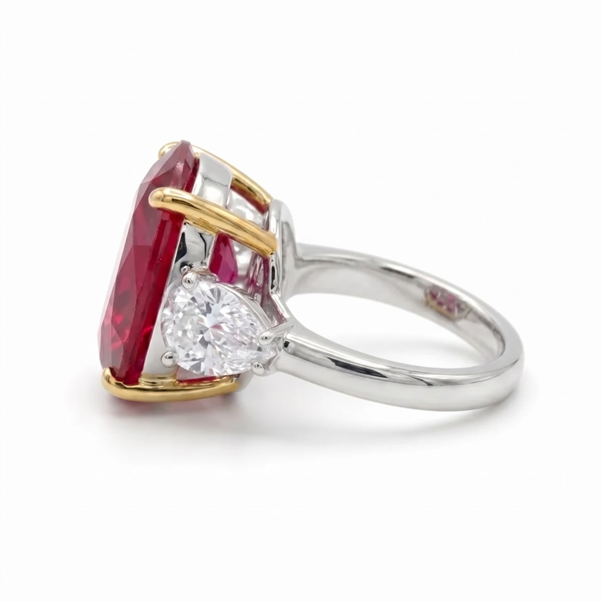Trinity Crystal Oval Three-Stone Cocktail Ring, Gold & Rhodium finish