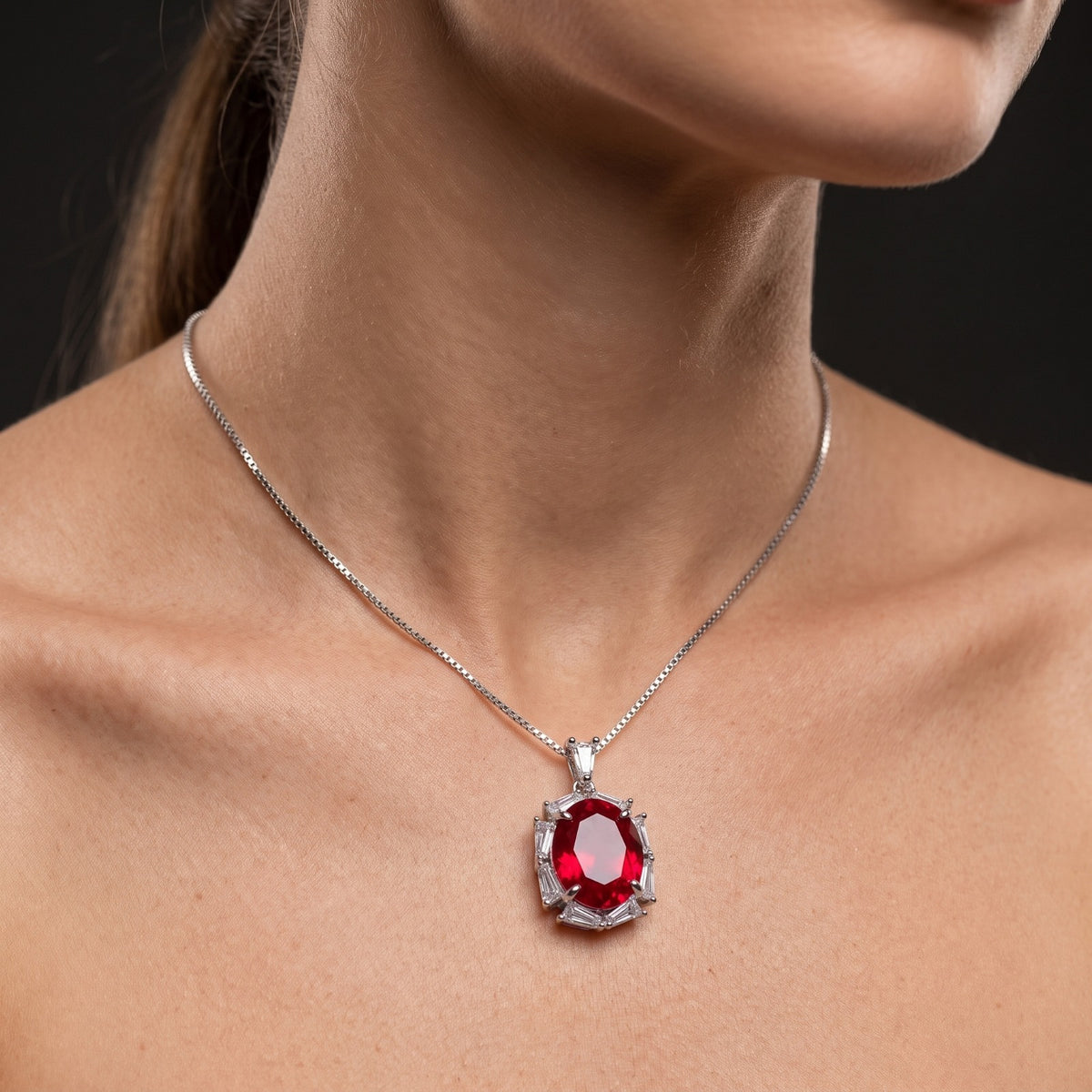 Red ruby oval cocktail ring for women, adjustable - RANGREZ (view 5)
