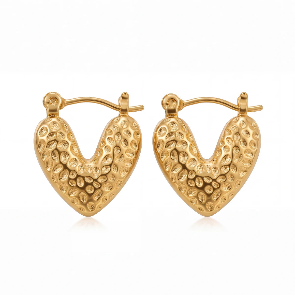 Amora heart hoop earrings for women, gold-tone - RANGREZ