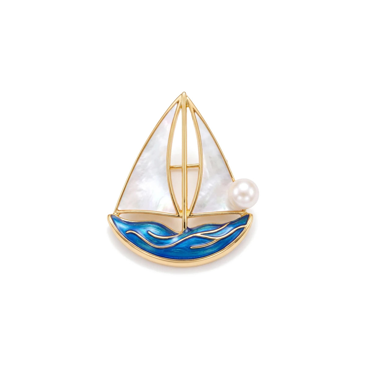 Pearl Sailboat Brooch